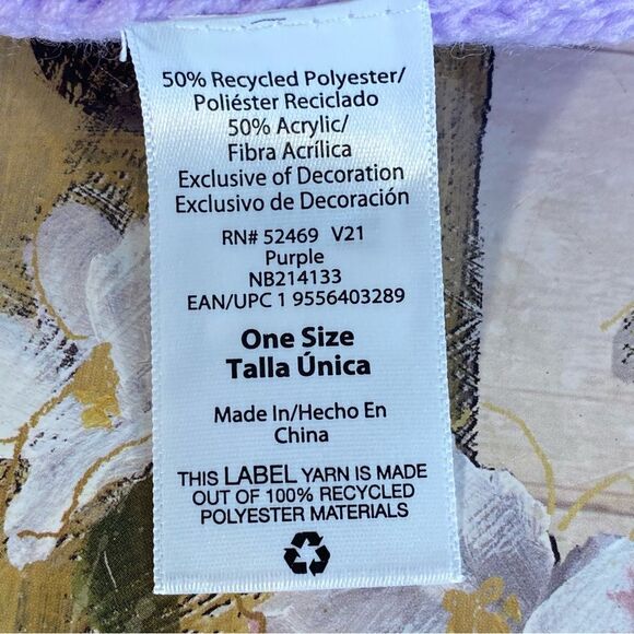 Yanyanz Purple Knit Butterfly Beanie Warm Winter Accessories One Size Fits Most - Picture 7 of 8